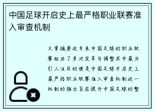 中国足球开启史上最严格职业联赛准入审查机制